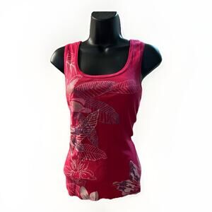 Basic Editions Women’s Tank Top Size Small Pink Floral Print Sleeveless